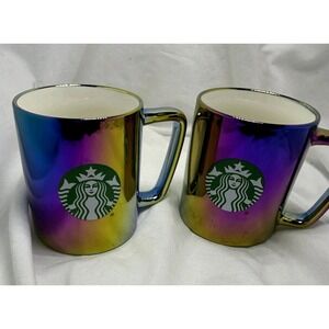Set Of 2 ✨Starbucks Iridescent Rainbow‎ Mugs ✨11 oz Ea